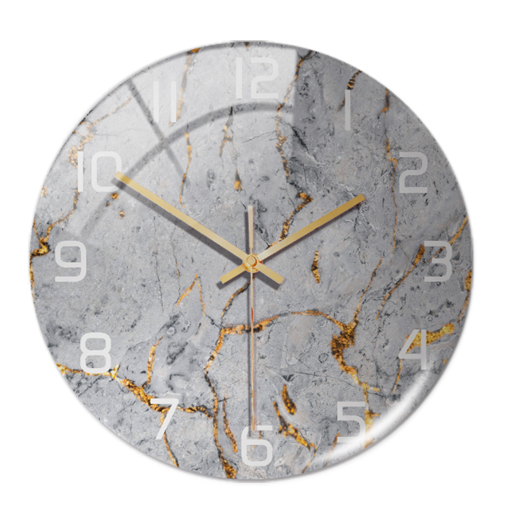 Wandklok Stil Ø30cm, Wit Marmer Effect Moderne Luxe voor Woonkamer/Kantoor