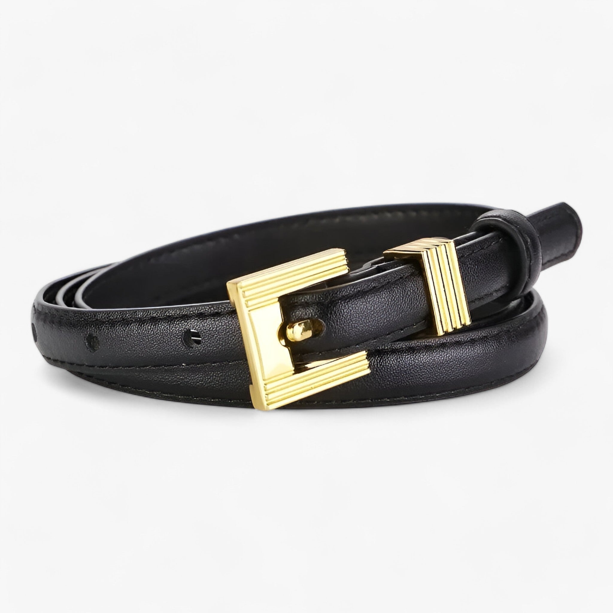 other : Dunne Leren Riem - Licht en Comfortabel - Zwart in Zwart 100cm van Pantino
