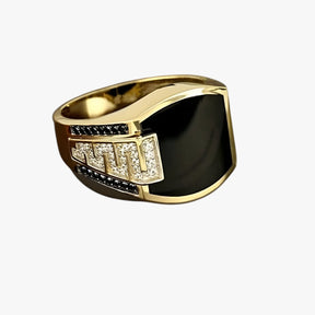 Ring : Ring Heren Goud - Elegante Herenring - Glanzend met Luxe Punkstijl in van Pantino