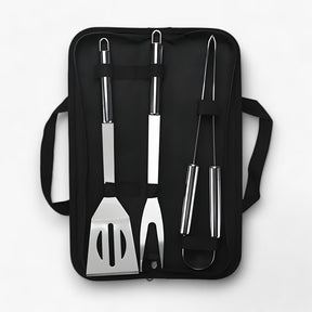 outdoor equipment : BBQ Gereedschapsset Roestvrij Staal in 3 stuks van Pantino