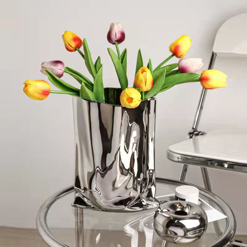 home & garden : Elegante Silberne Reflektierende Vase in van Pantino
