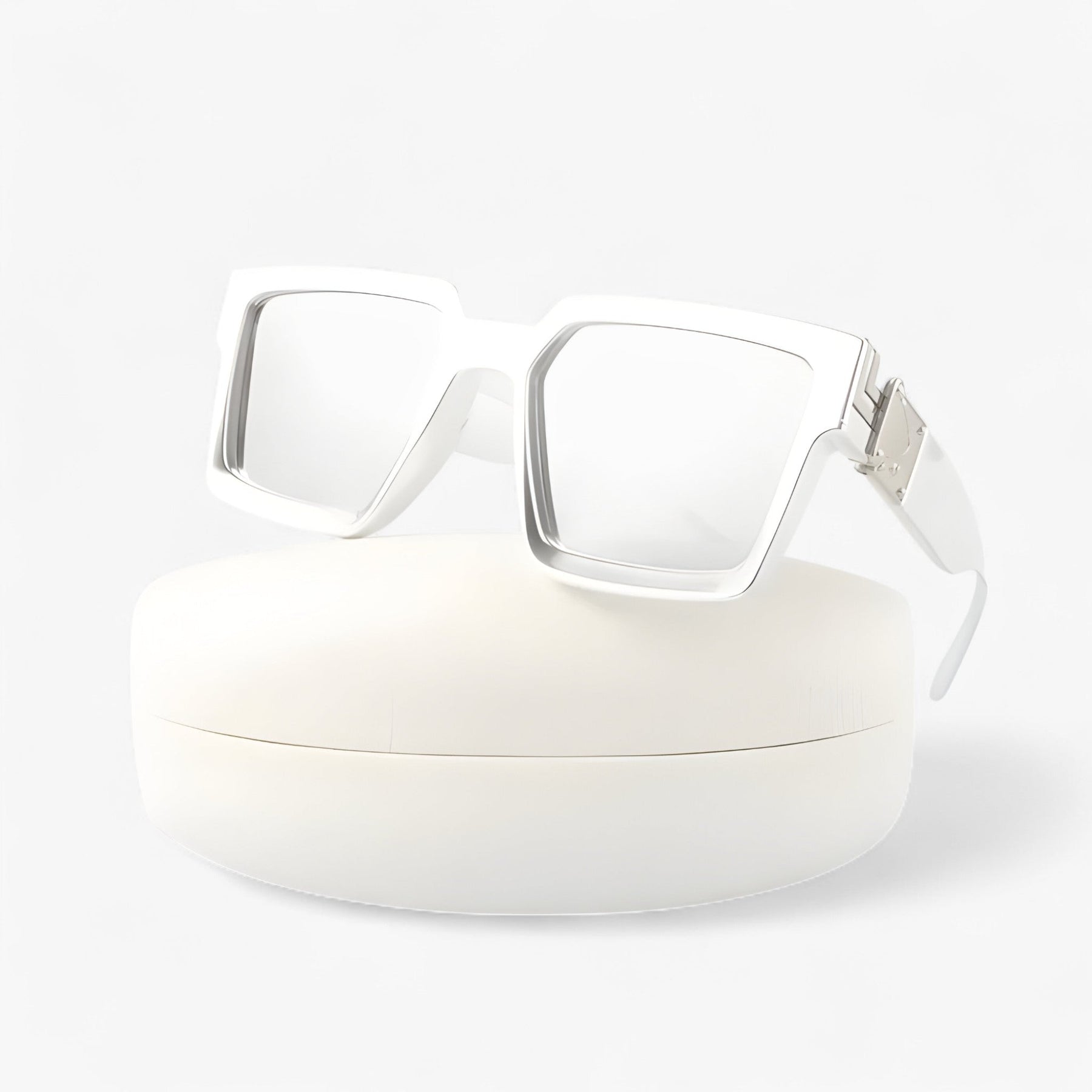 Sunglasses : Vintage Vierkante Zonnebril voor Heren - Wit Zilver in Wit Zilver geen doosje van Pantino