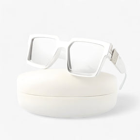 Sunglasses : Vintage Vierkante Zonnebril voor Heren - Wit Zilver in Wit Zilver geen doosje van Pantino