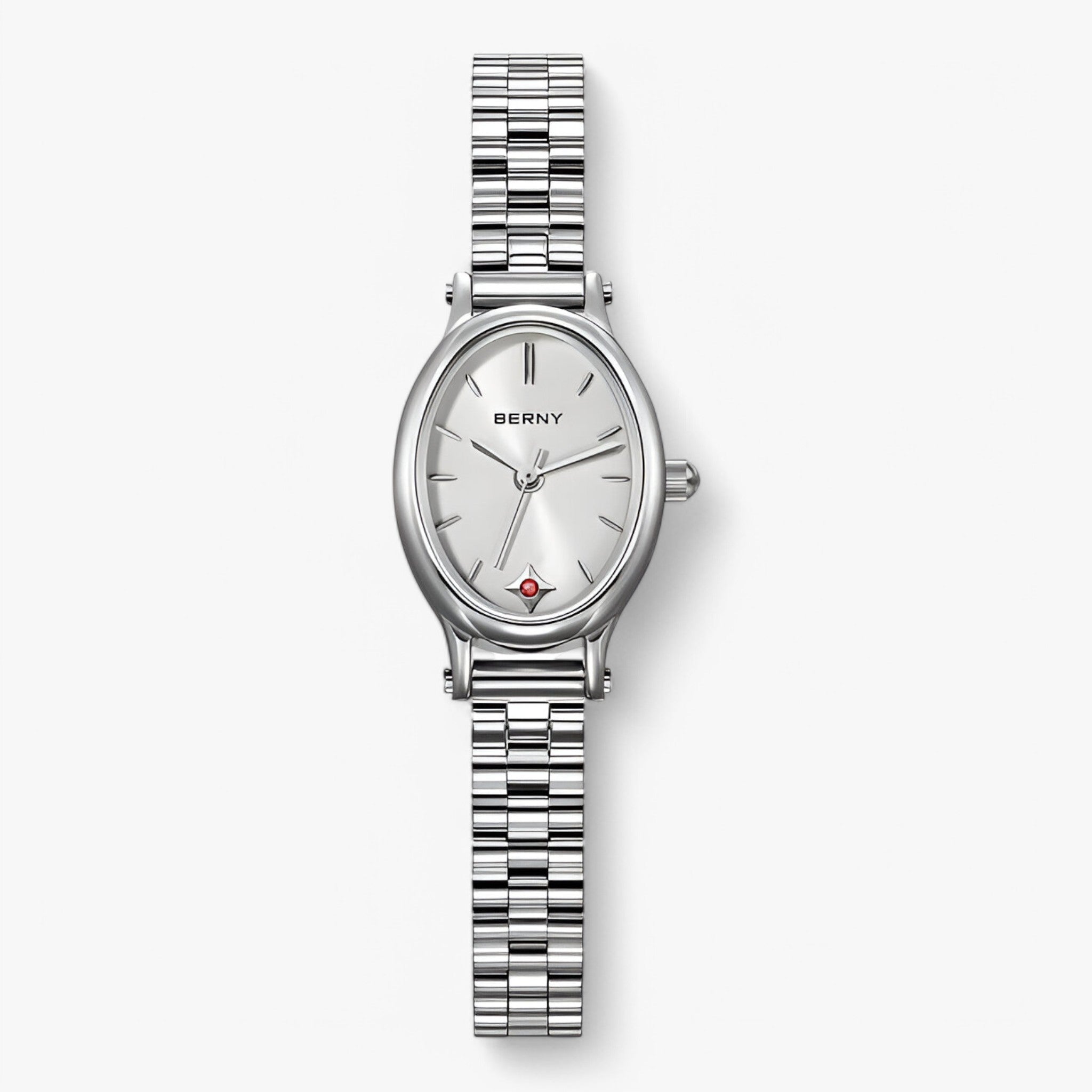 Watch : Minimalistische Ovalen Armbandhorloge Dames - Zwart in Wit van Pantino
