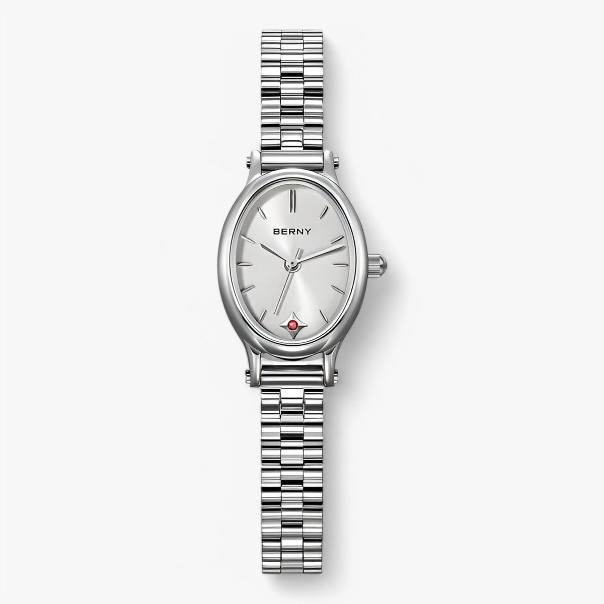 Watch : Minimalistische Ovalen Armbandhorloge Dames - Zwart in Wit van Pantino