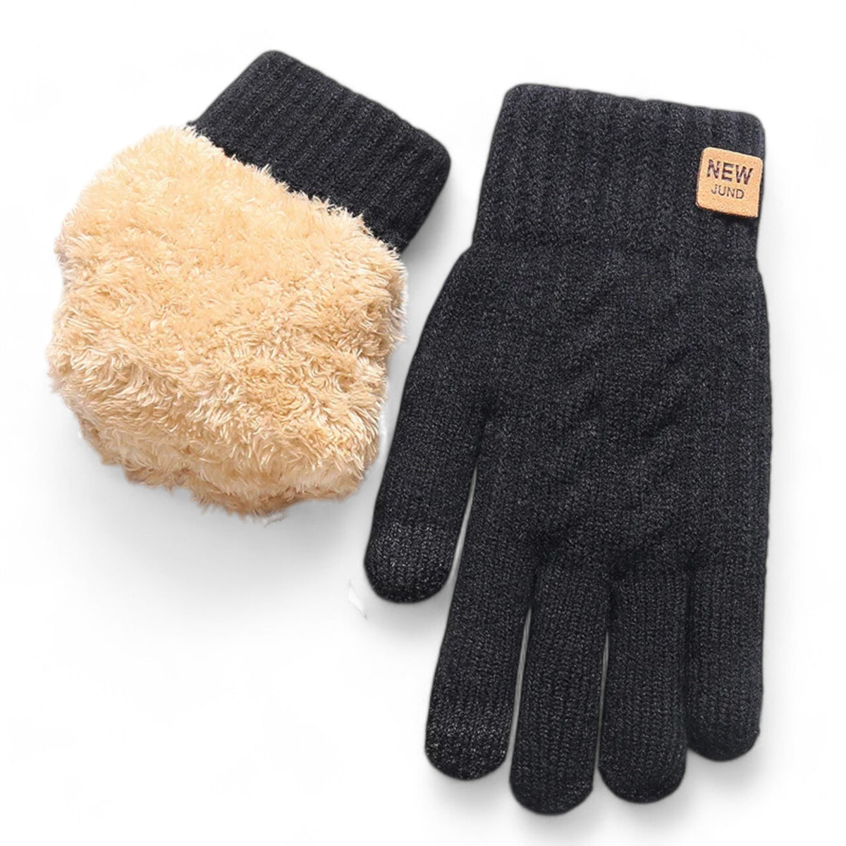 Gloves : Touchscreen & Fleece - Ideaal voor Fietsen - Zwart in Zwart Eén maat van Pantino