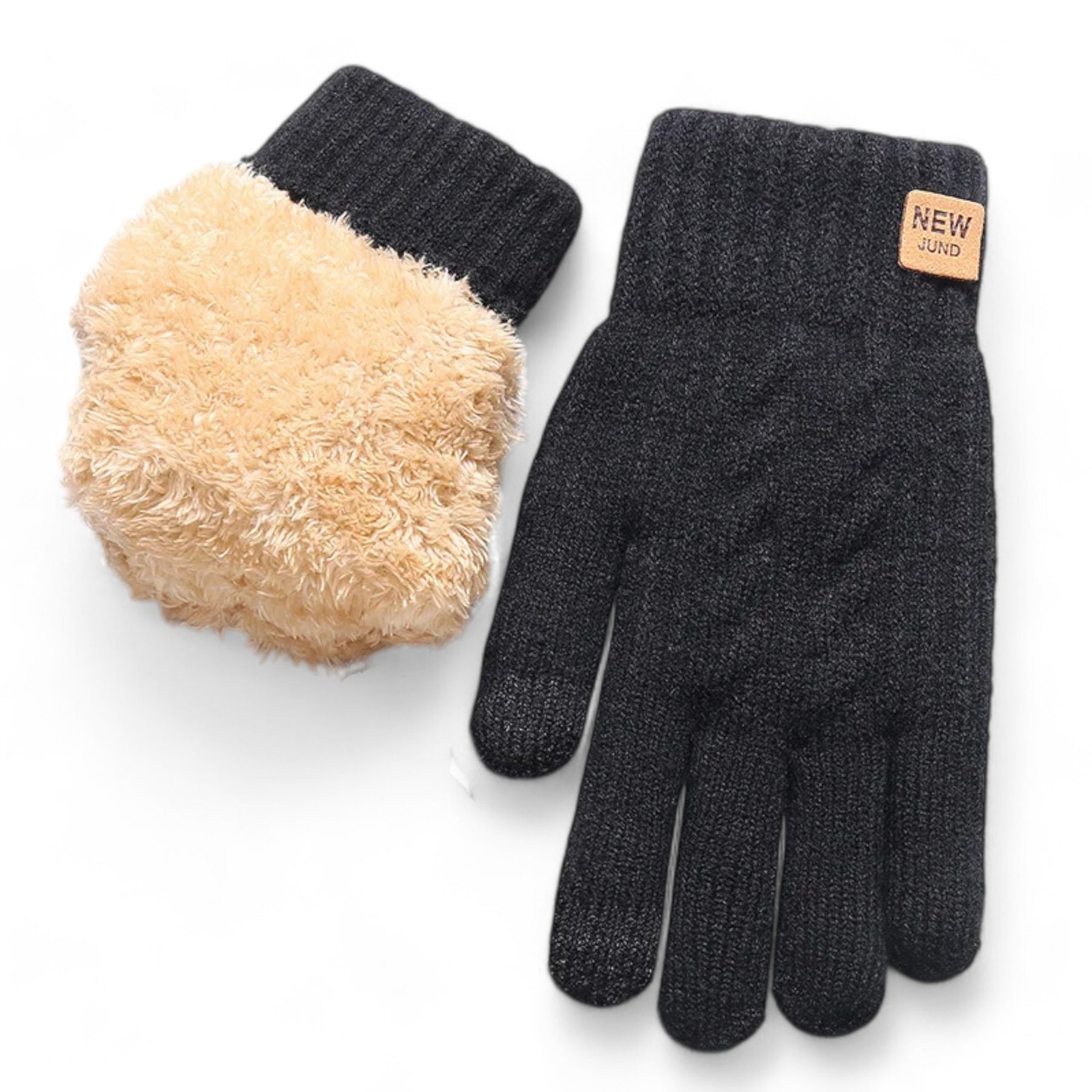 Gloves : Touchscreen & Fleece - Ideaal voor Fietsen - Zwart in Zwart Eén maat van Pantino