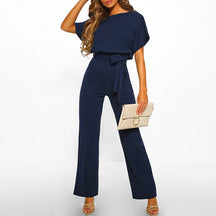 dresses : Combinaison Femme Fluide Élégante Ceinturée Large Parfaite in Bleu marine van Pantino
