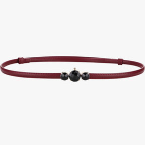 Women's Belt : Slanke riem van echt leer – Verstelbare elegantie voor dames in wijn rood 100 cm van Pantinoshop