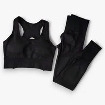 Two-Piece Sportswear Set : Set Sportkleding - Vertrouwen & Comfort Tijdens het Sporten - Zwart in Zwart van Pantino