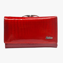 Wallet : Luxe Damesportemonnee van Leer - Elegant en Praktisch - Zwart in rood van Pantino
