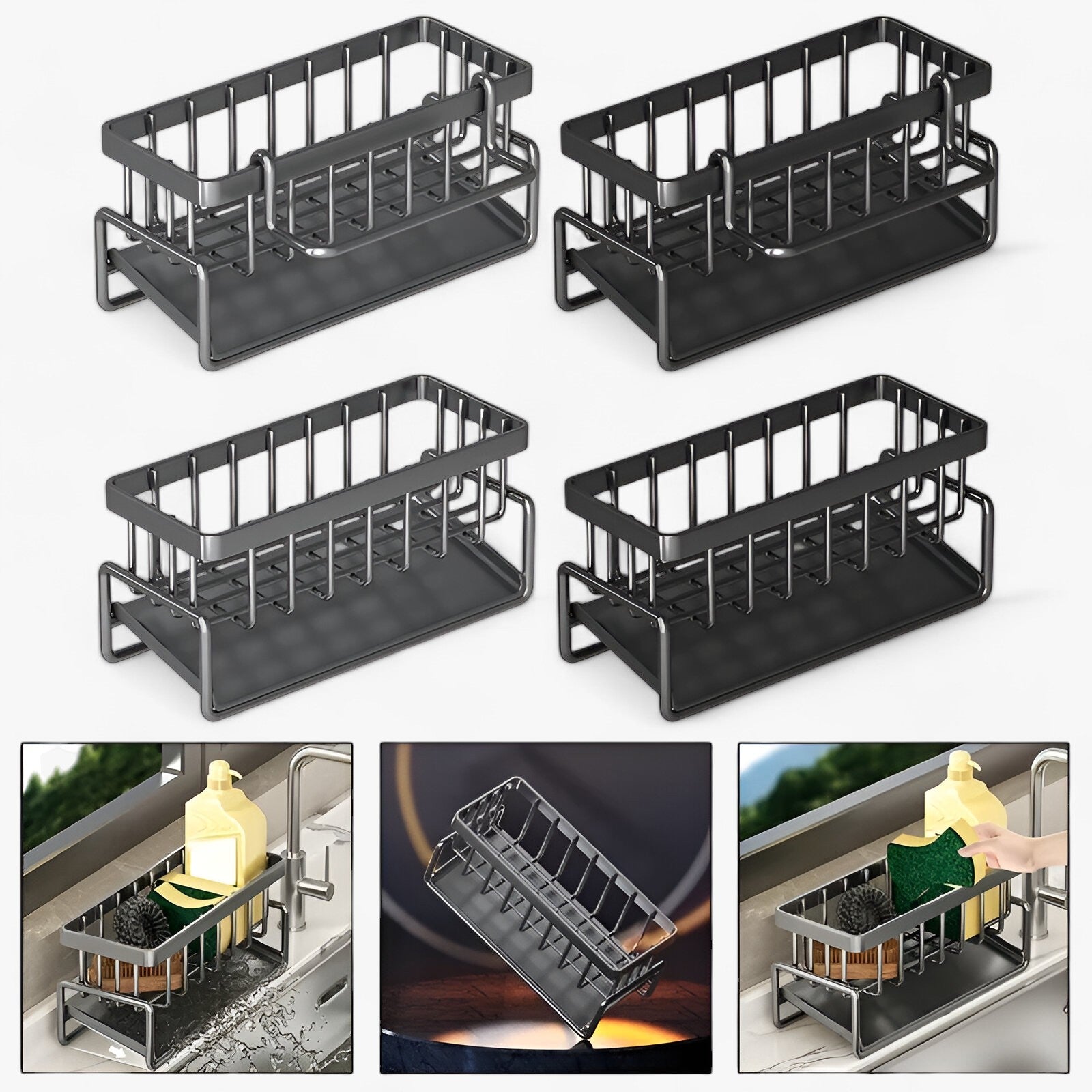 home & garden : CleanFlow - RVS Organizer voor Spons & Handdoek - Zwart in van Pantino
