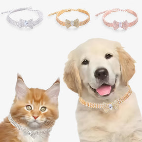 pets : Bling Kattenhalsband met Strik en Kristallen - Goud in van Pantino