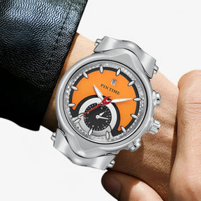 watches : Horloge Heren Oranje Zilver - Retro Luxe Millenniumhorloge in van Pantino