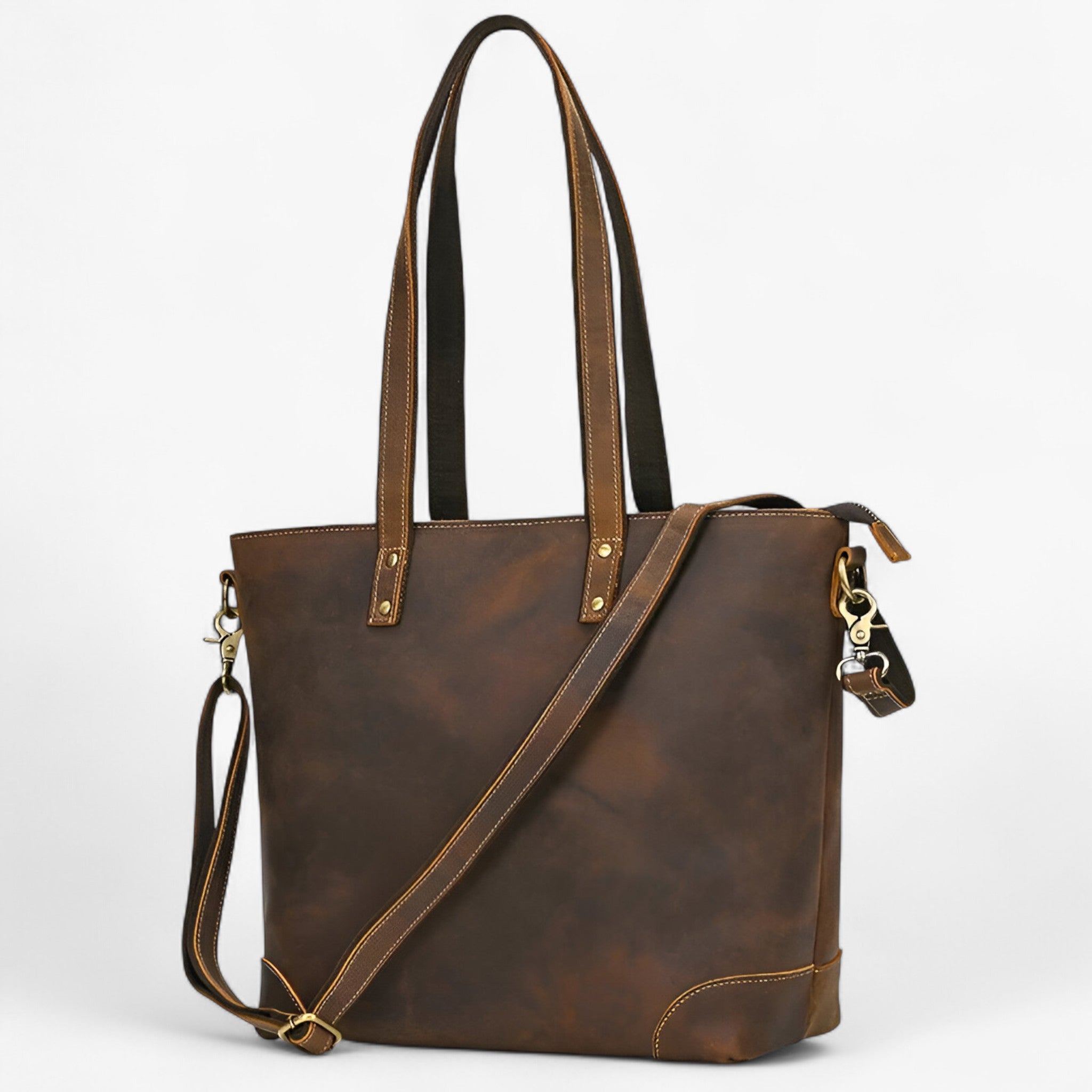 bags : Tote Bag Dames Donkerbruin - Elegante Echte Lederen Tas voor - Ruim & Lichtgewicht Ontwerp in Bruin 1 van Pantino