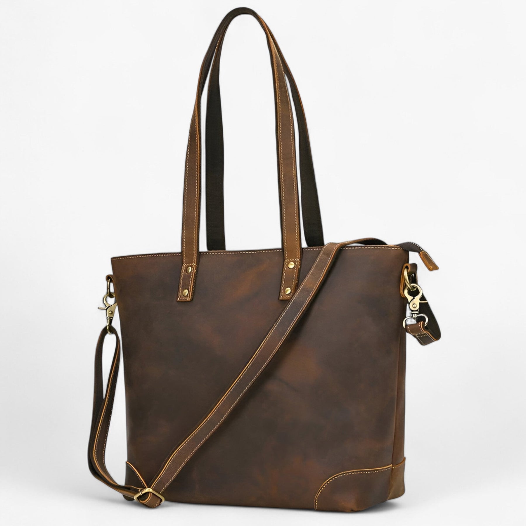 bags : Tote Bag Dames Donkerbruin - Elegante Echte Lederen Tas voor - Ruim & Lichtgewicht Ontwerp in Bruin 1 van Pantino