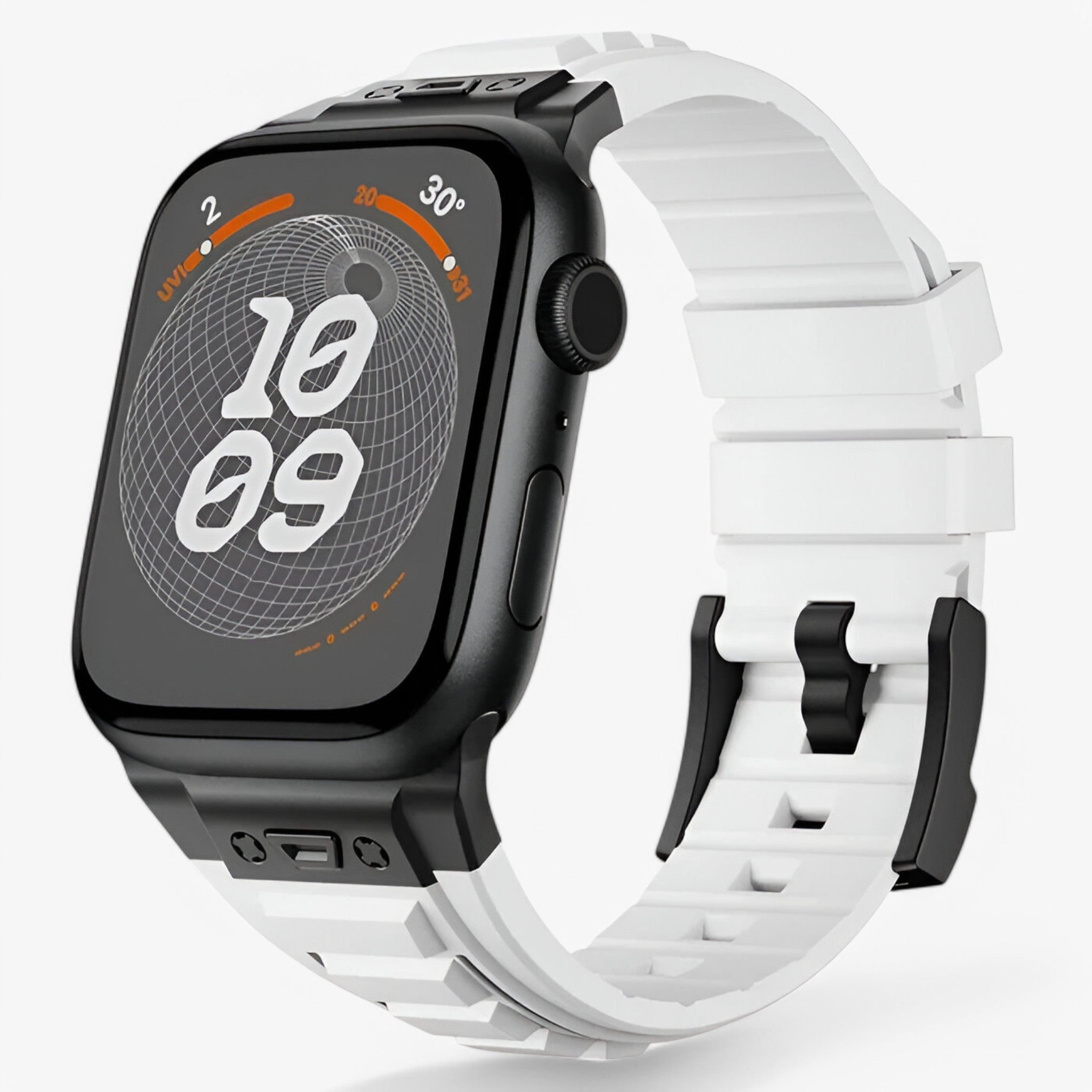 Smartwatch Band : Siliconen Sportbandje voor Apple Watch - Zwart Zwart in zwart wit van Pantino