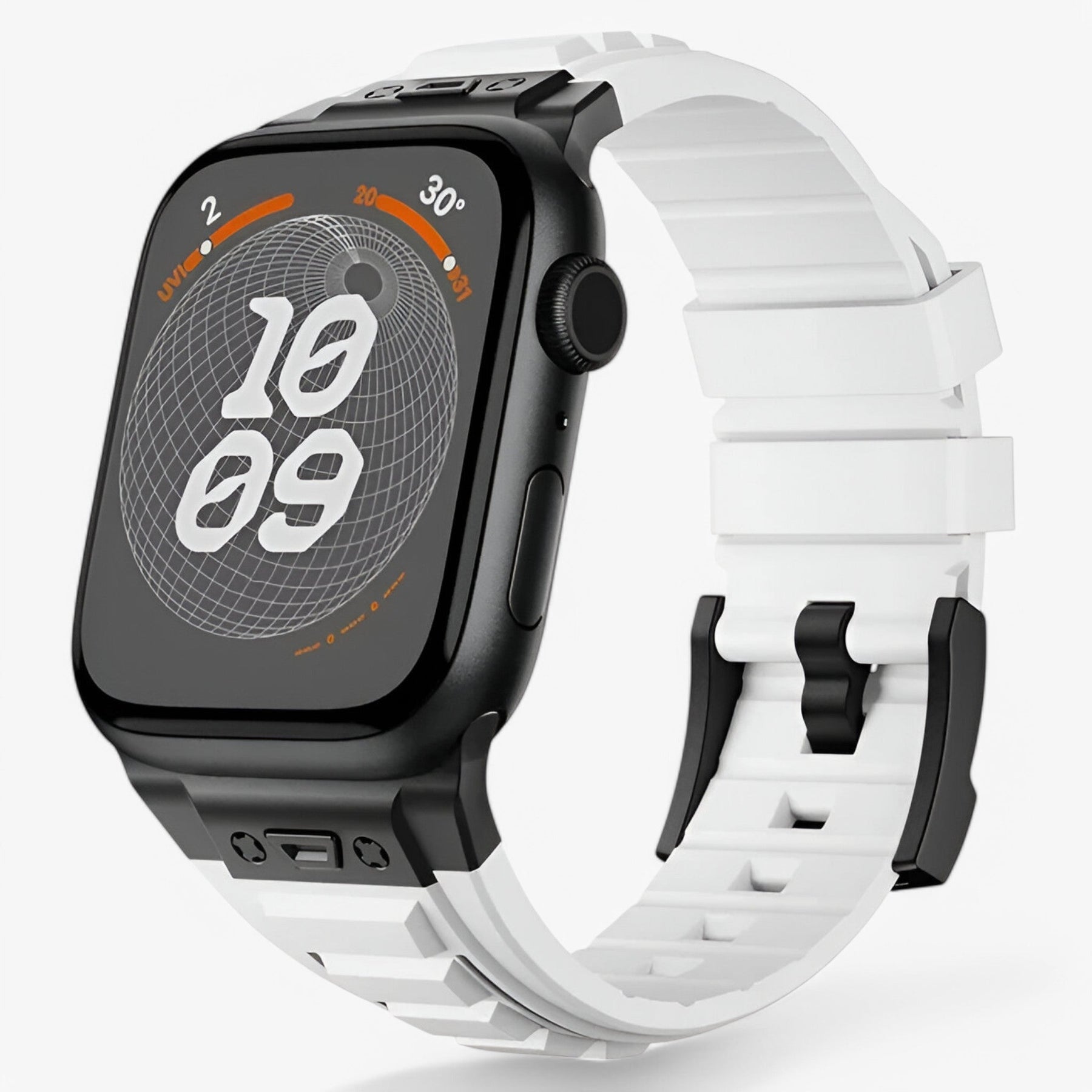 Smartwatch Band : Siliconen Sportbandje voor Apple Watch - Zwart Zwart in zwart wit van Pantino