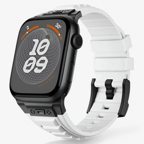Smartwatch Band : Siliconen Sportbandje voor Apple Watch - Zwart Zwart in zwart wit van Pantino