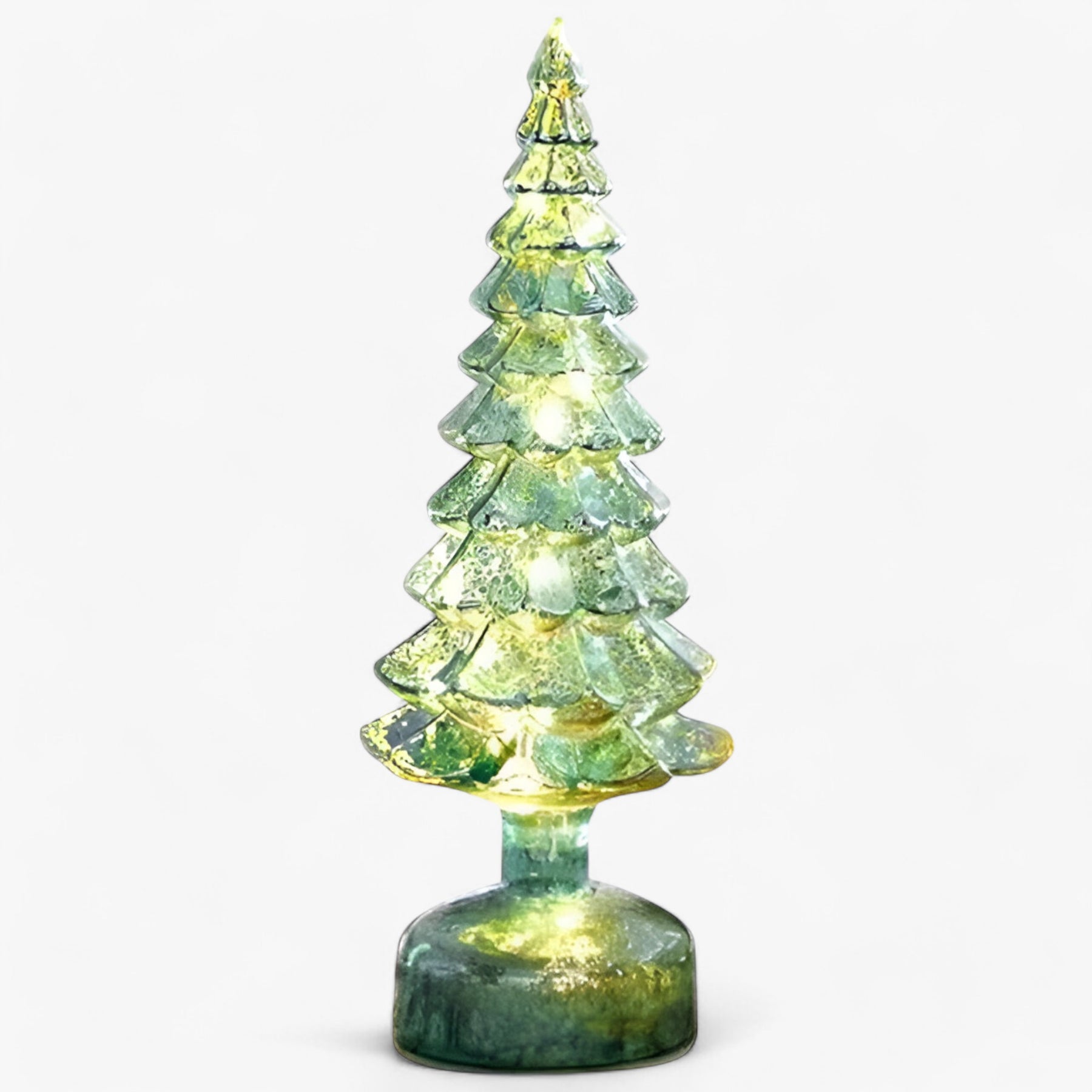 home & garden : Glazen Verlichte Kerstboom - Groen in Groen van Pantino