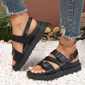 Sandals : Sandalen Zwart - Vegan Leren voor de Zomer in van Pantino