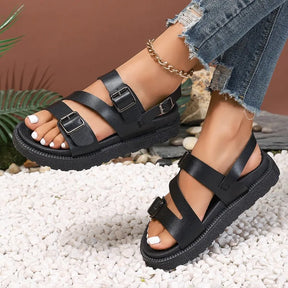 Sandals : Sandalen Zwart - Vegan Leren voor de Zomer in van Pantino