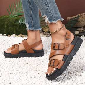 Sandals : Sandalen Zwart - Vegan Leren voor de Zomer in van Pantino