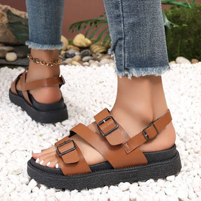 Sandals : Sandalen Zwart - Vegan Leren voor de Zomer in van Pantino