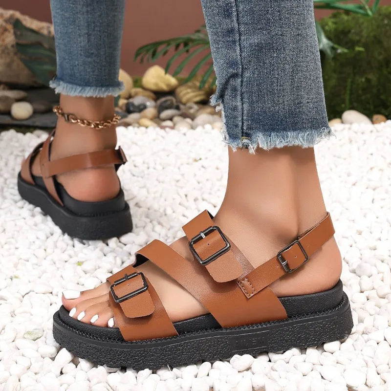 Sandals : Sandalen Zwart - Vegan Leren voor de Zomer in van Pantino