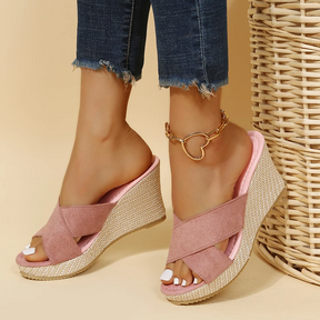 Espadrille Sandals : Sandalen Dames Bruin - Handgemaakte Espadrille in Roze van Pantino