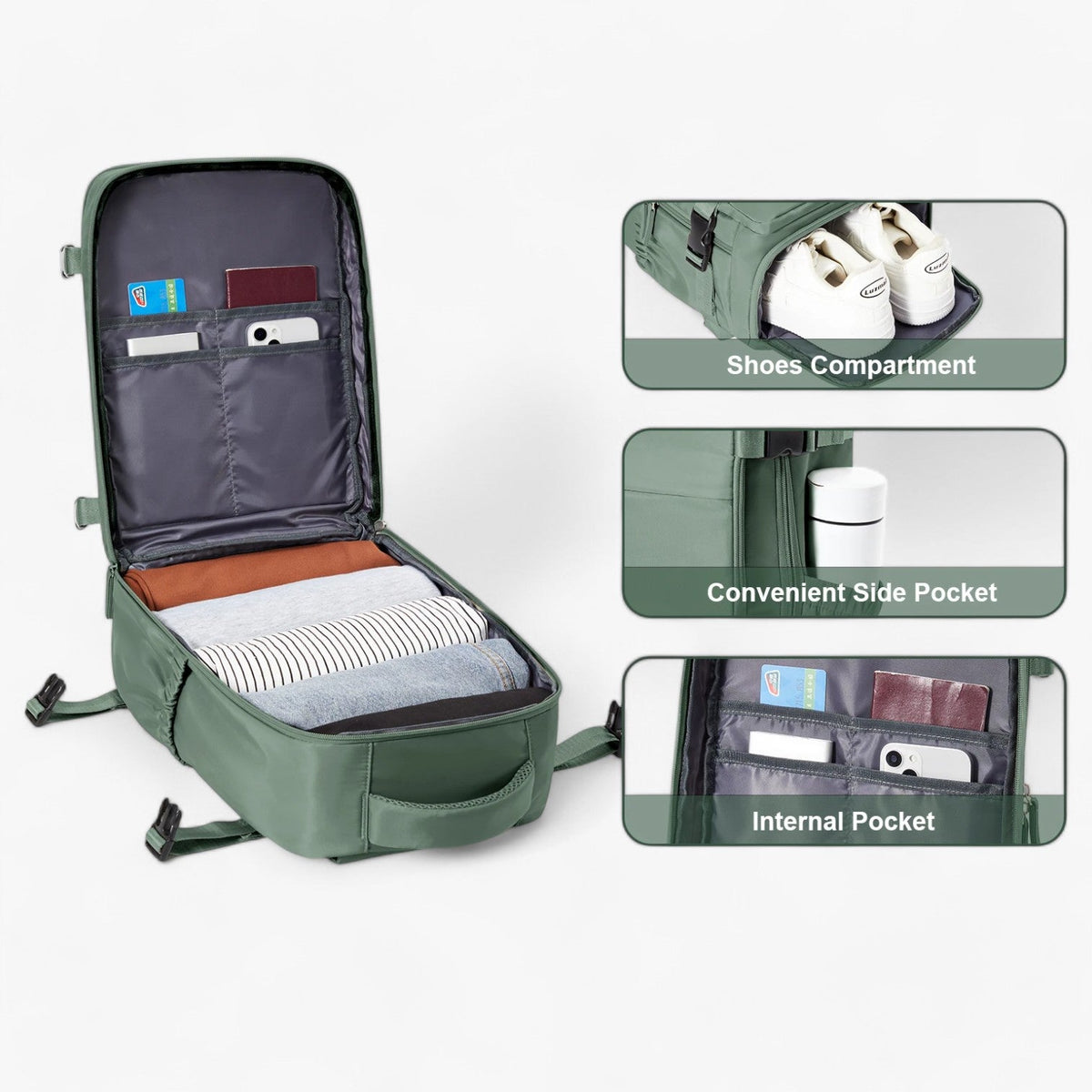 bags : Rugzak Olijfgroen - Hampus Compact Cabin - Praktisch en Stijlvol in van Pantino