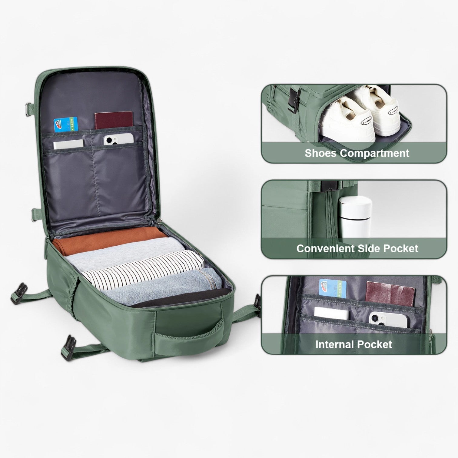 bags : Rugzak Olijfgroen - Hampus Compact Cabin - Praktisch en Stijlvol in van Pantino