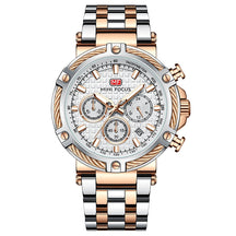 watches : Heren Horloge Zilver/Blauw RVS - Klassiek Polshorloge met Datumweergave in Roségoud van Pantino