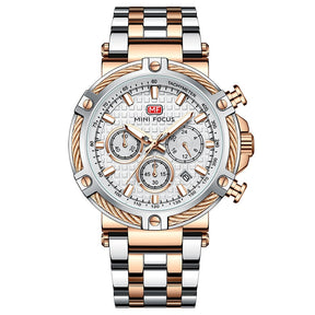 watches : Heren Horloge Zilver/Blauw RVS - Klassiek Polshorloge met Datumweergave in Roségoud van Pantino