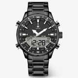 Men's Black Military Chronograph Watch - Steel - Analog