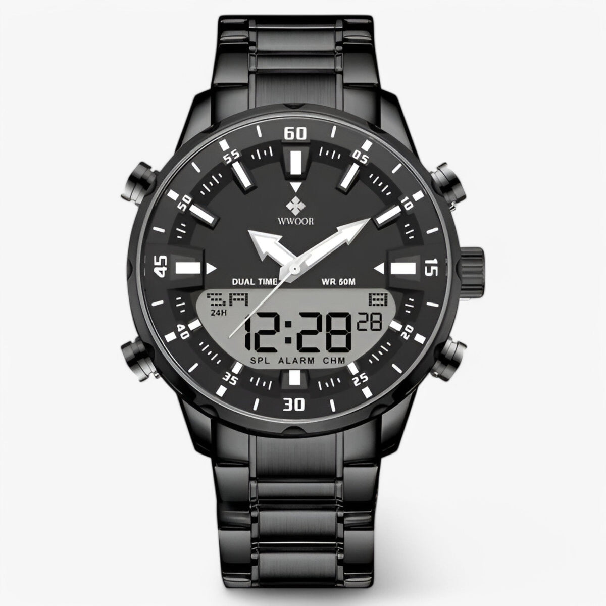watches : Militair Chronograafhorloge Heren Zwart - Staal - Analoog in van Pantino
