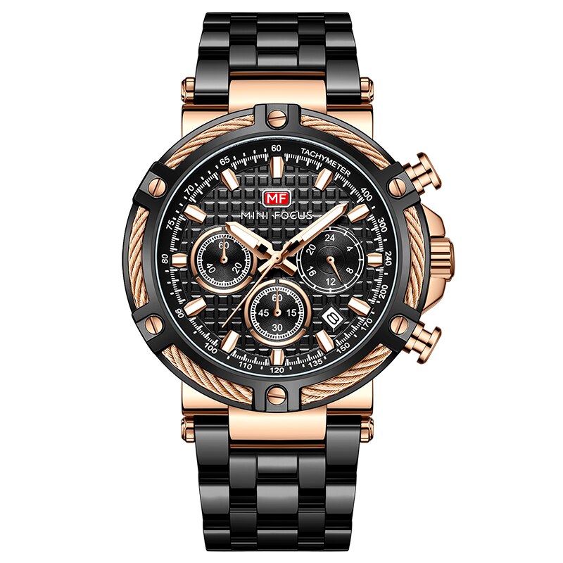 watches : Heren Horloge Zilver/Blauw RVS - Klassiek Polshorloge met Datumweergave in Zwart Goud van Pantino