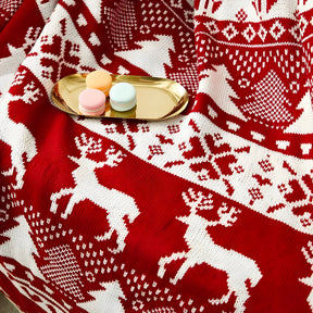 home & garden : Nordy Gebreide Deken met Scandinavische Kerststreep - Knusse Plaid voor Thuis en op Kantoor - Rood in van Pantino