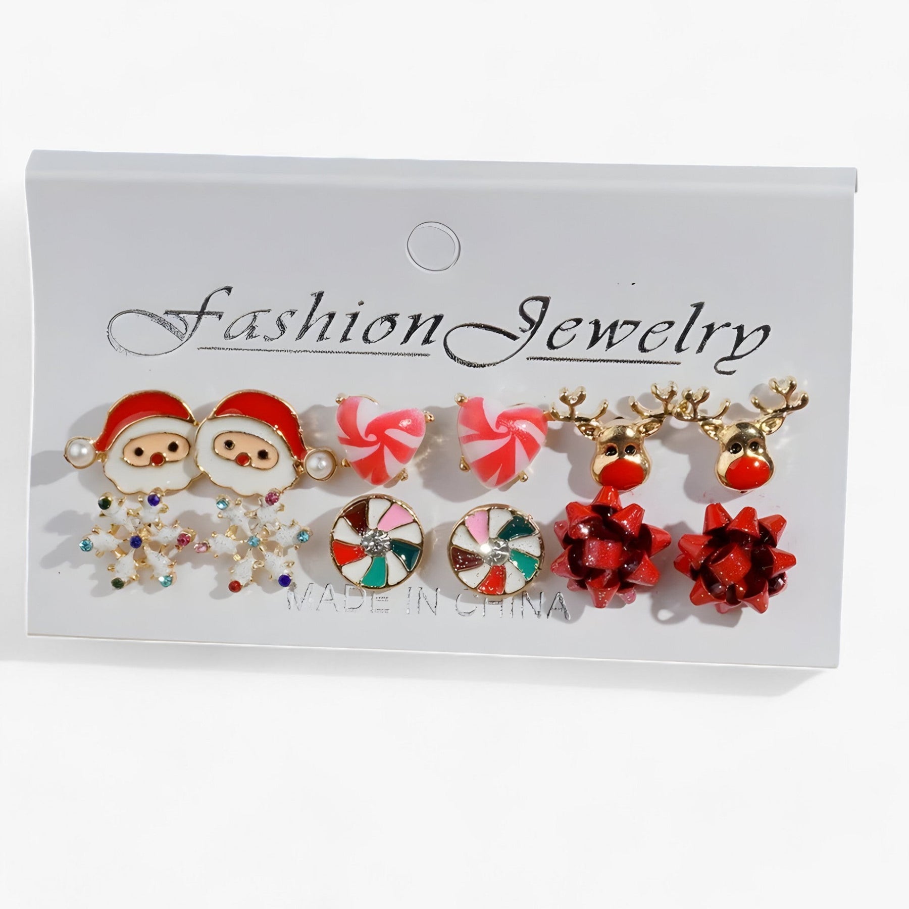 Earrings : Set van 6 Paar Kerstoorbellen - Sprankelende Ontwerpen in Zirkonia in 3 van Pantino