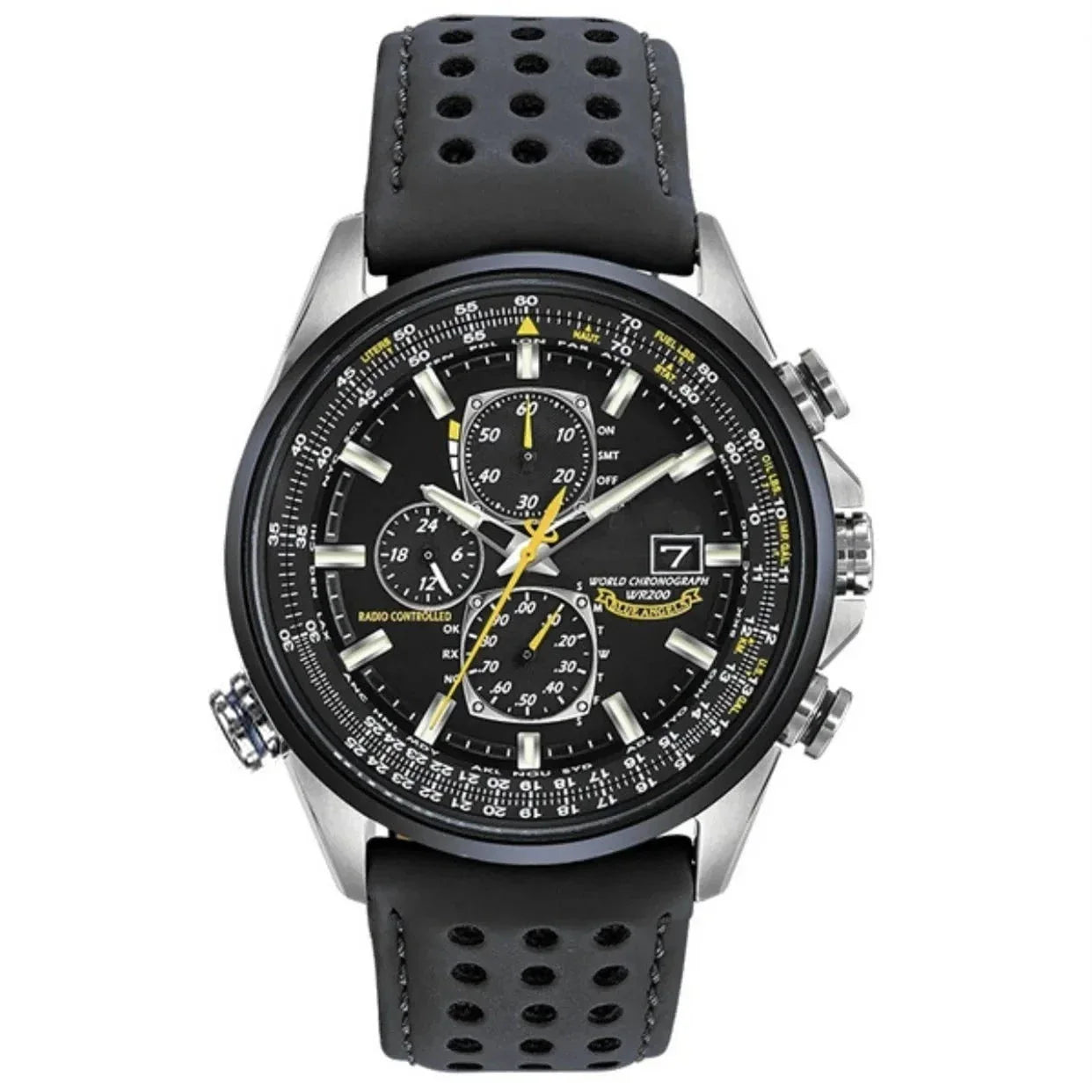 watches : Heren Chronograaf Horloge MultiSteel - 42mm Roestvrij Staal - Koffiebruin/Zwart Leer in 4-Knops Zwarte Riem van Pantino
