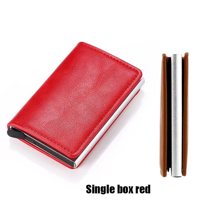 bags : Romeo RFID Wallet - Pasjesbeschermer tegen Diefstal - Donkerblauw in Rood (zonder gesp) van Pantino
