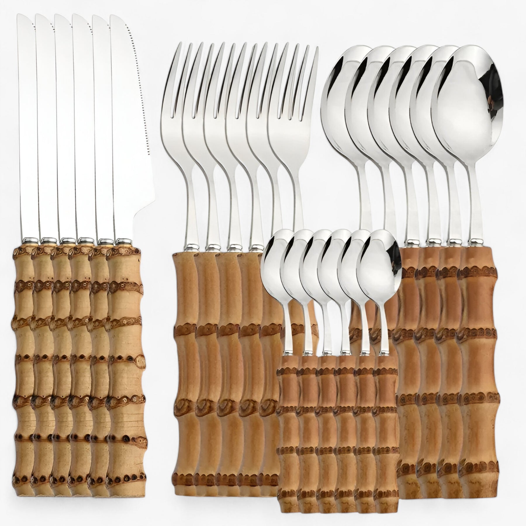 home & garden : BambooCraft - Bamboe Bestekset - Goud 24Stuks in Zilver 24Stuks van Pantino