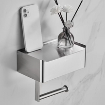 home & garden : Elegante Toiletpapierhouder Zwart - Modern Design Badkamer - RVS in Zilver van Pantino