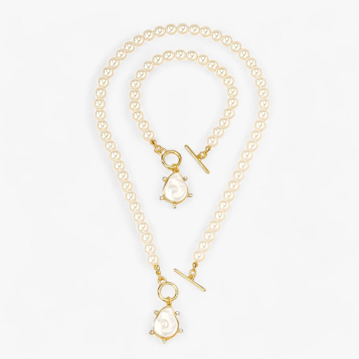 other : Set Onregelmatige Parelsieraden - Elegant en Opvallend - Wit in Wit van Pantino