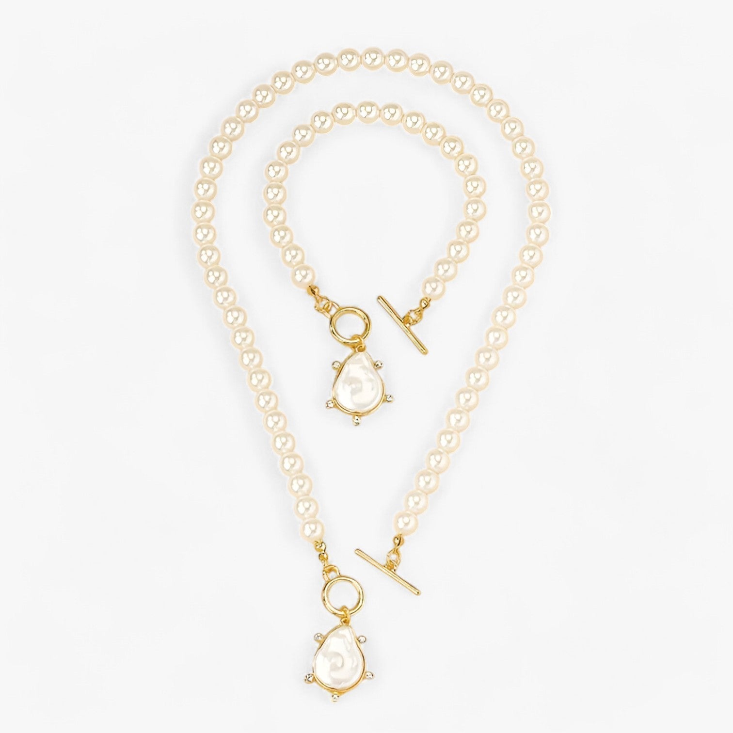 other : Set Onregelmatige Parelsieraden - Elegant en Opvallend - Wit in Wit van Pantino