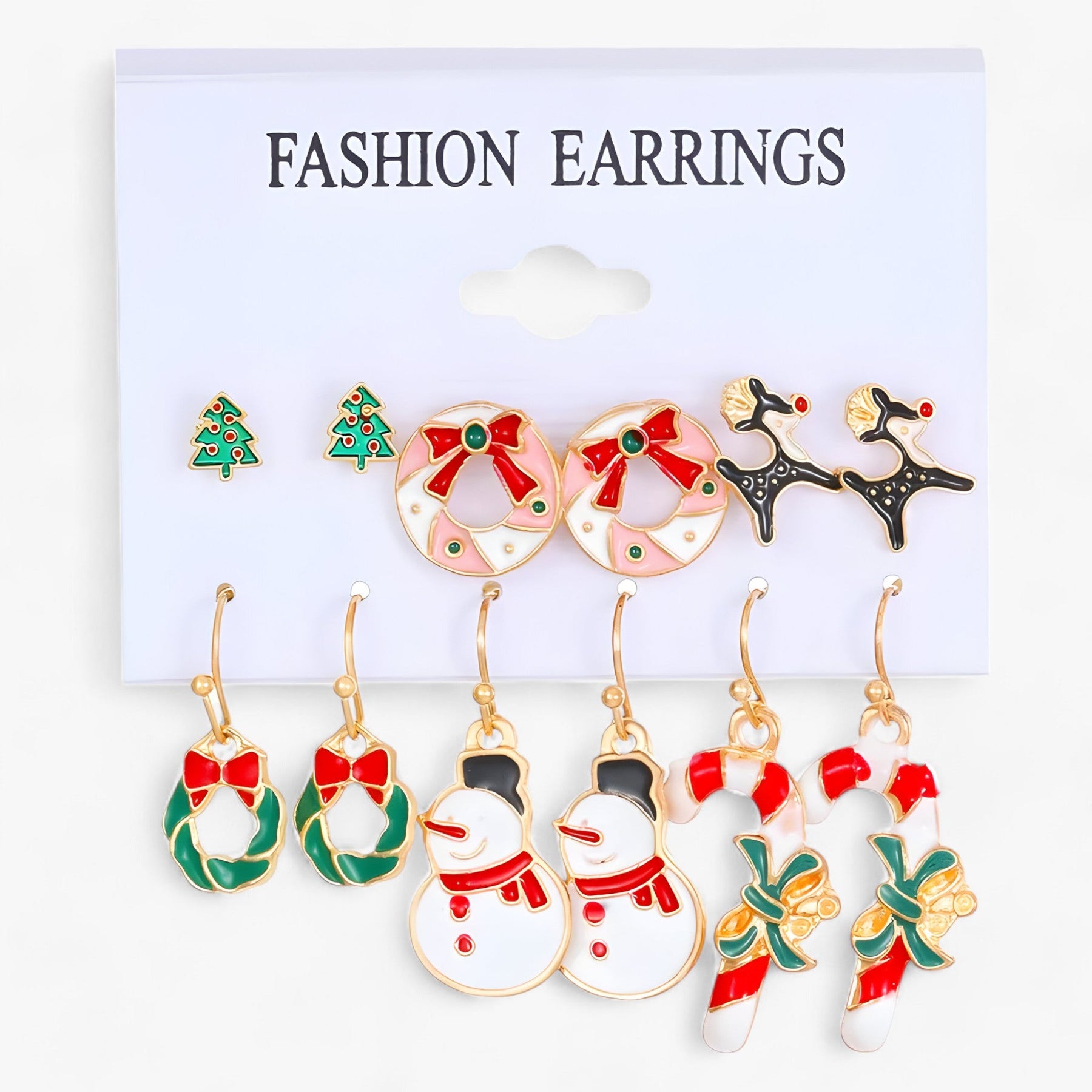 Earrings : Set van 6 Paar Kerstoorbellen - Sprankelende Ontwerpen in Zirkonia in 6 van Pantino