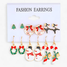 Earrings : Set van 6 Paar Kerstoorbellen - Sprankelende Ontwerpen in Zirkonia in 6 van Pantino