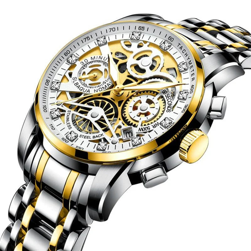 watches : Horloge Heren Zilver - Skeleton Watch in Zilver goud van Pantino