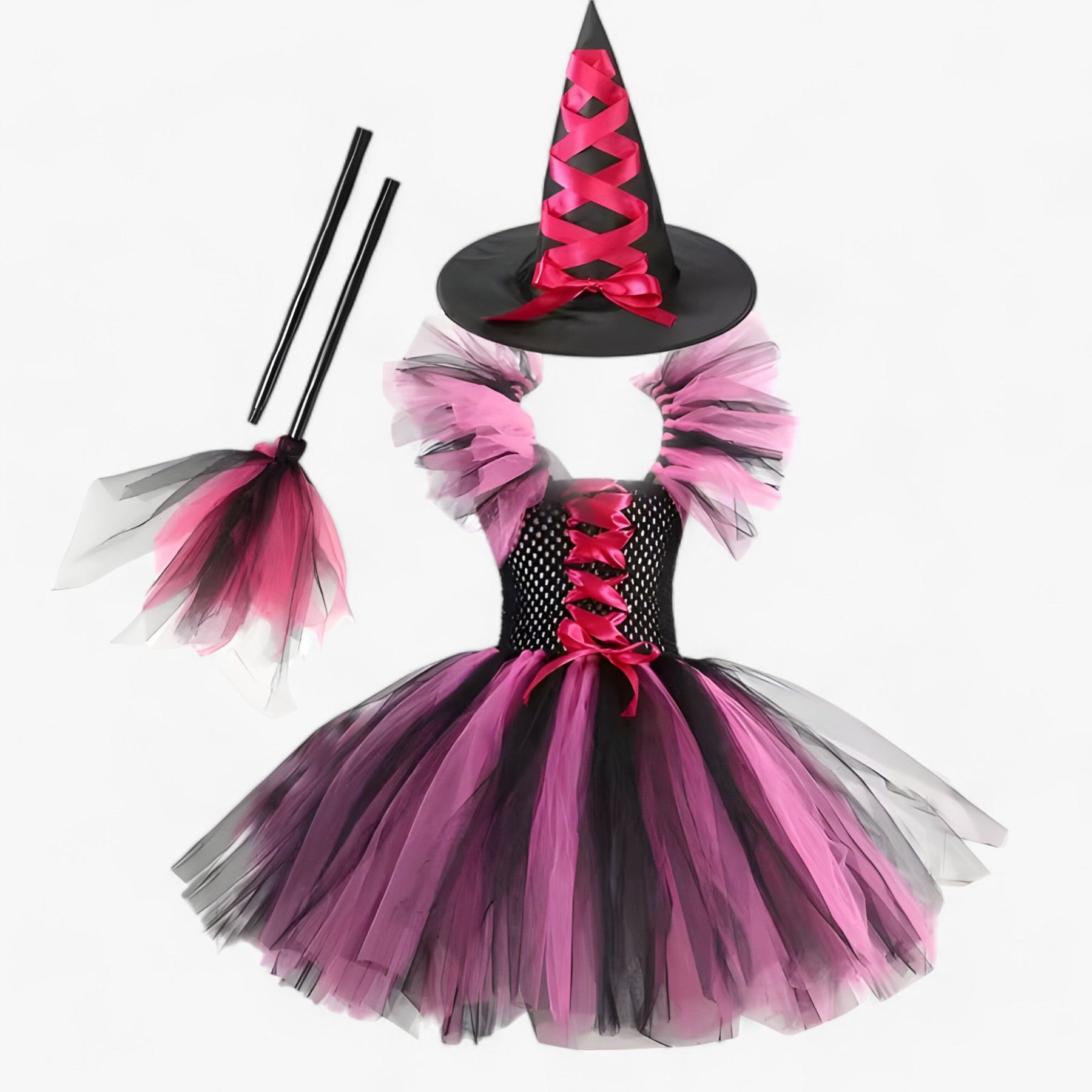 Costume Set : Tutu Jurk en Accessoires voor Halloween en Carnaval in Heksstijl F van Pantino