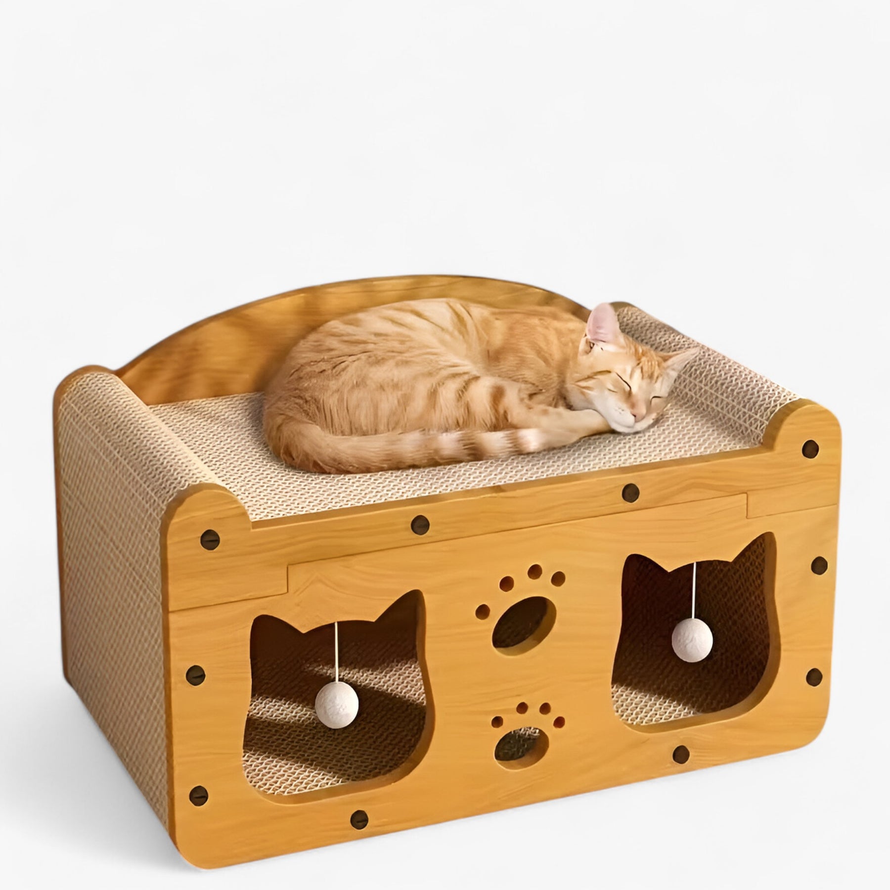pets : Whisker Wonders - 2-in-1 Kattenkrabber en Lounge Bed - Bruin in van Pantino
